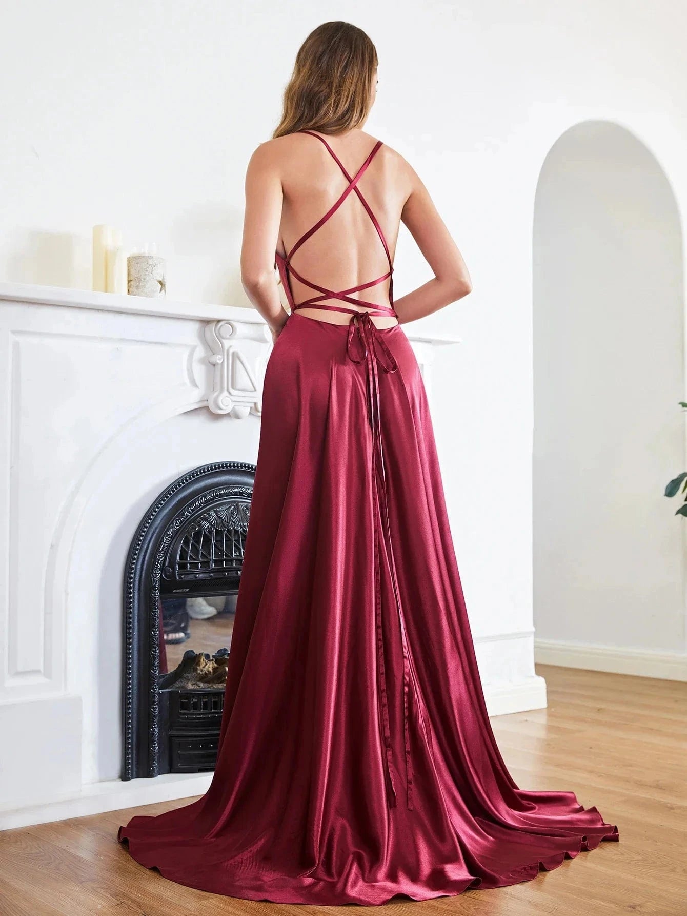 robe mariage invitée chic longue fendue fluide verte satinée manches courtes élégante été