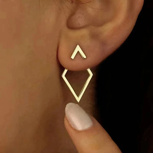 Boucles D'oreilles Pendantes Losange Torsadé Géométrique - Blanc - Style Années 80 - Fait Main
