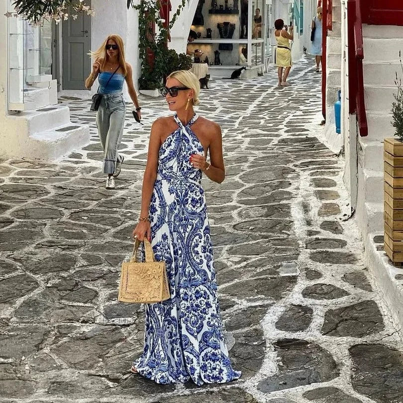 robe été bohème longue sans manches fluide pour un look décontracté et élégant en vacances