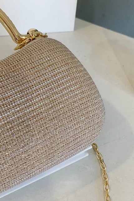 New - Pochette chic champagne à chaîne dorée