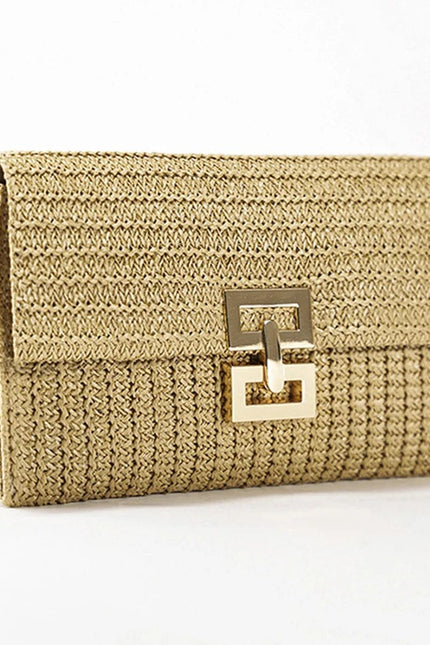 New - Pochette chic en paille tissée