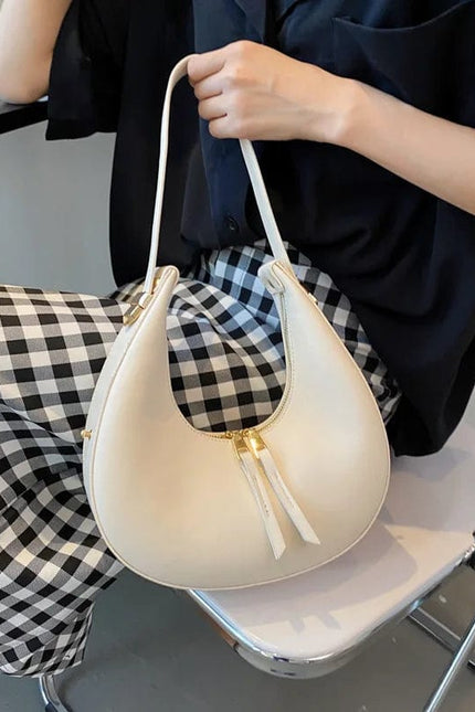 New - Sac à main demi-lune blanc crème