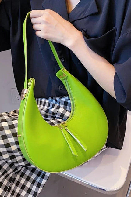 New - Sac à main demi-lune vert citron