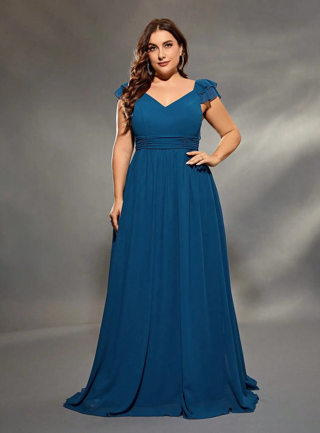 Robe de soiree grande taille en satin bleu Robe Avenue