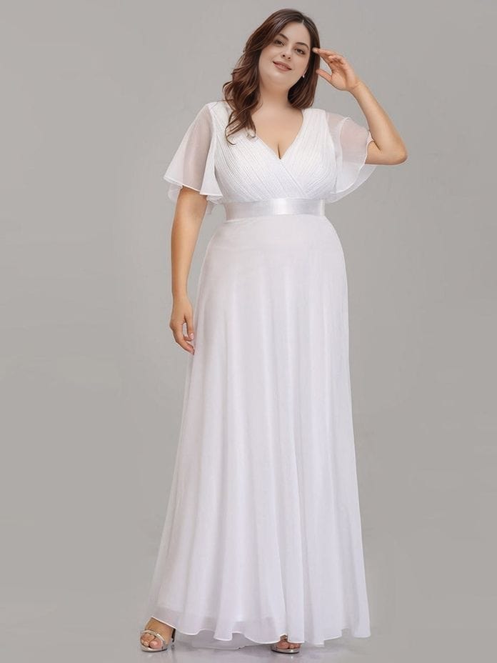 Robe blanche longue grande taille pour mariage