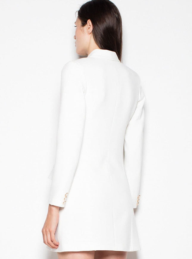 Robe blazer blanche midi chic pour cocktail et soirées habillées, élégante et tendance avec manches longues.