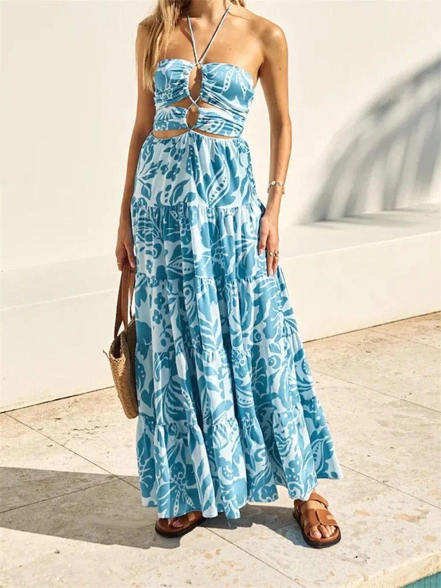 Robe bohème longue fleurie fluide