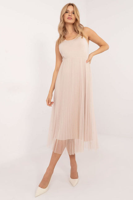 Robe casual midi bas en tulle plissé avec pull