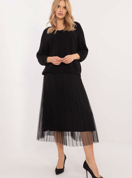 Robe casual midi bas en tulle plissé avec pull