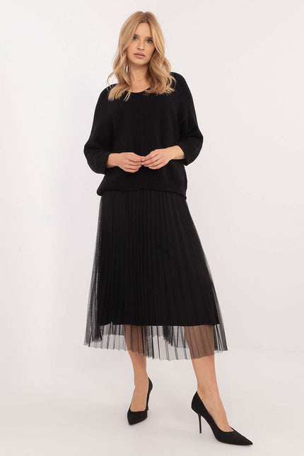 Robe casual midi bas en tulle plissé avec pull