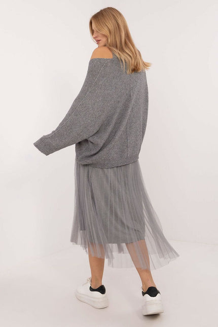 Robe casual midi bas en tulle plissé avec pull