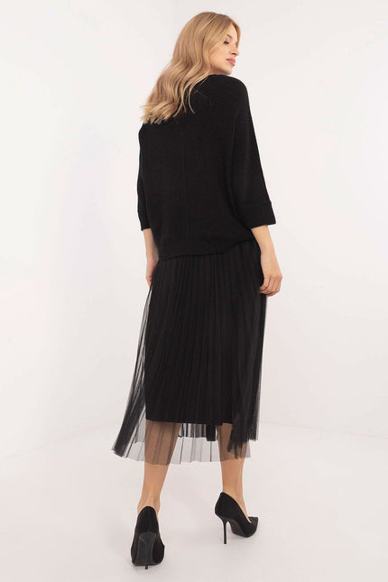 Robe casual midi bas en tulle plissé avec pull