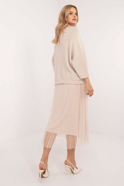 Robe casual midi bas en tulle plissé avec pull