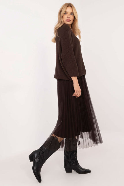 Robe casual midi bas en tulle plissé avec pull