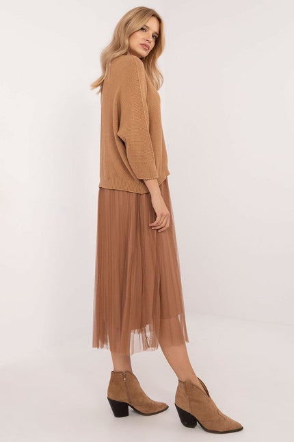 Robe casual midi bas en tulle plissé avec pull