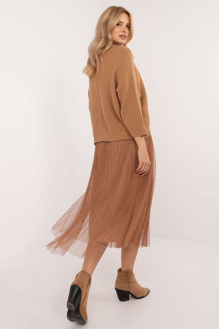 Robe casual midi bas en tulle plissé avec pull