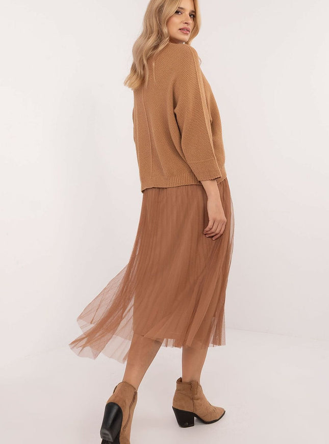 Robe casual midi bas en tulle plissé avec pull