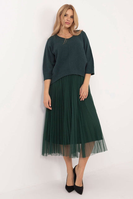 Robe casual midi bas en tulle plissé avec pull