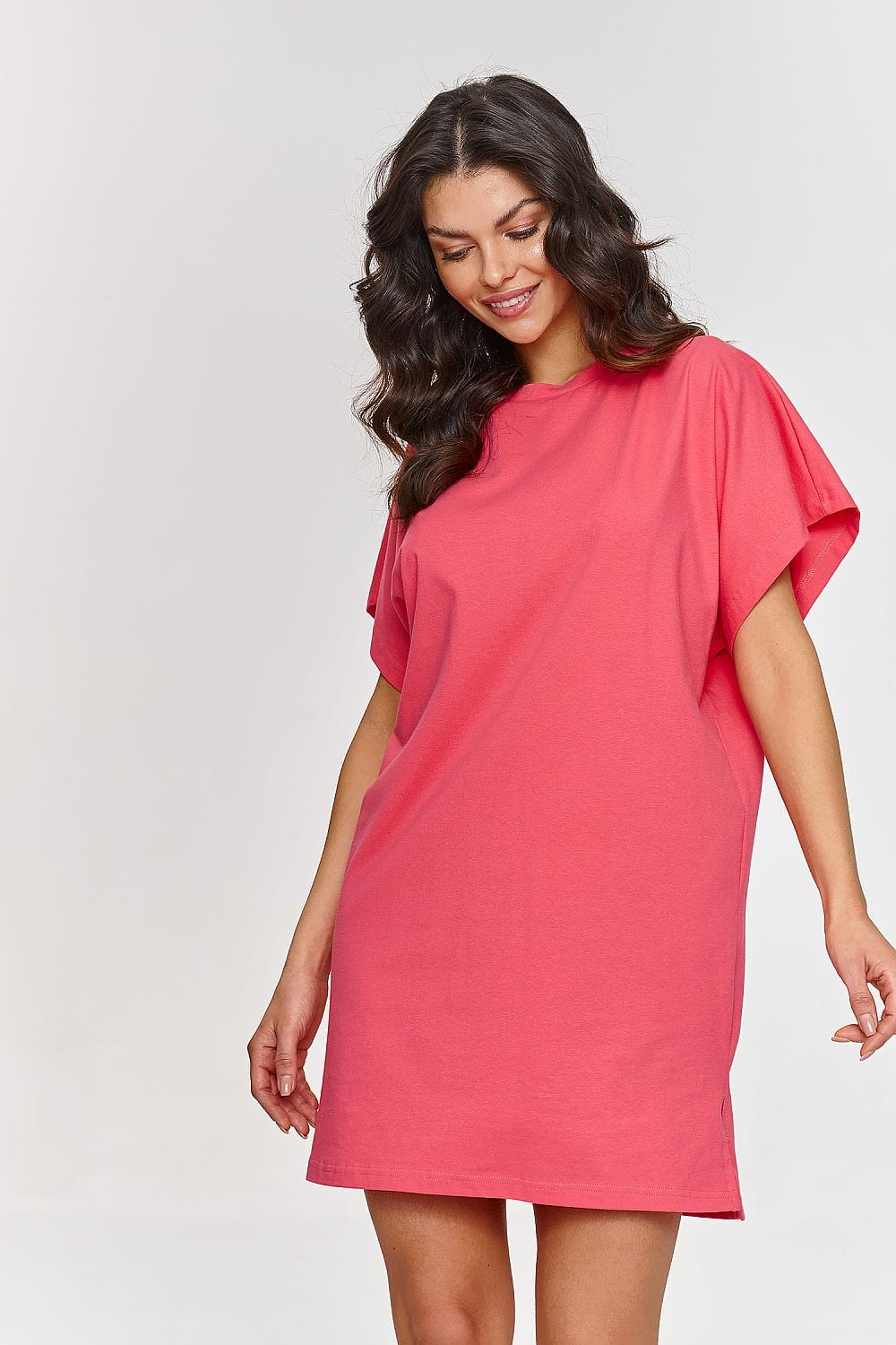 robe courte casual ample en t-shirt pour l’été, coupe décontractée fluide manche courte confortable