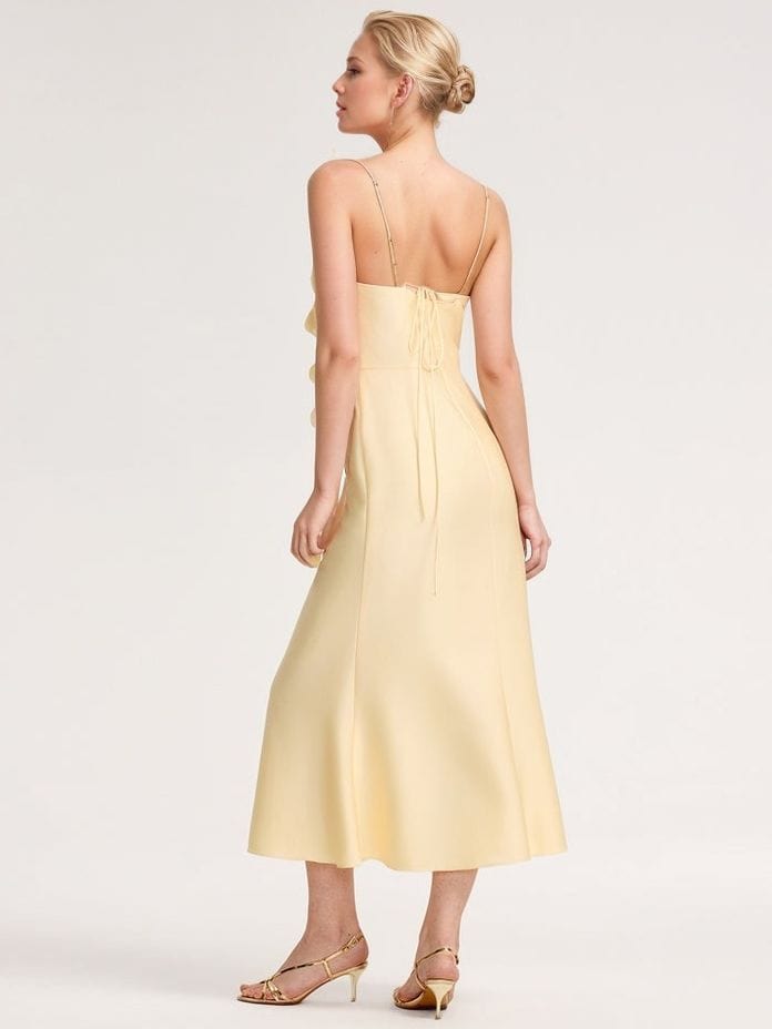 Robe d'invitée mariage jaune à bretelles