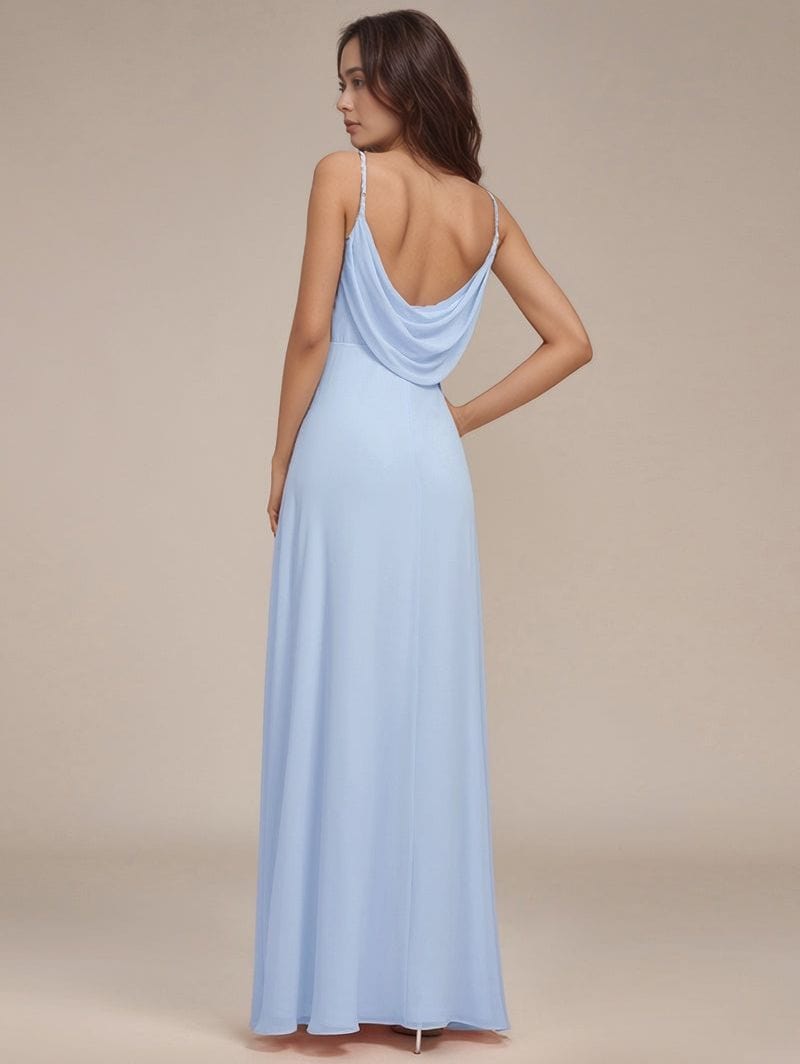 Robe de soirée bleu ciel longue dos nu