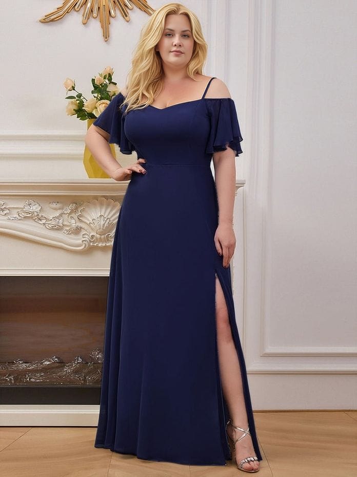 Robe de soirée bleue longue plus size