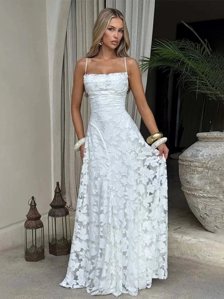 Robe de soirée chic longue en dentelle - Main Image