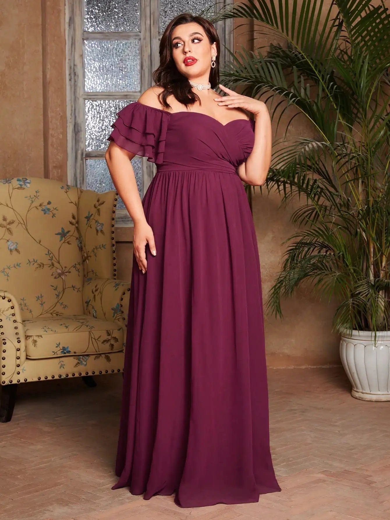 Robe de soiree grande taille bordeaux