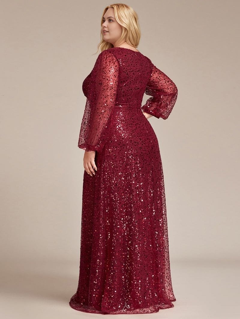 Robe de soirée grande taille longue manches longues