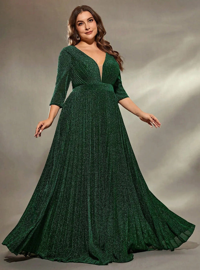 Robe de soiree grande taille verte pour mariage