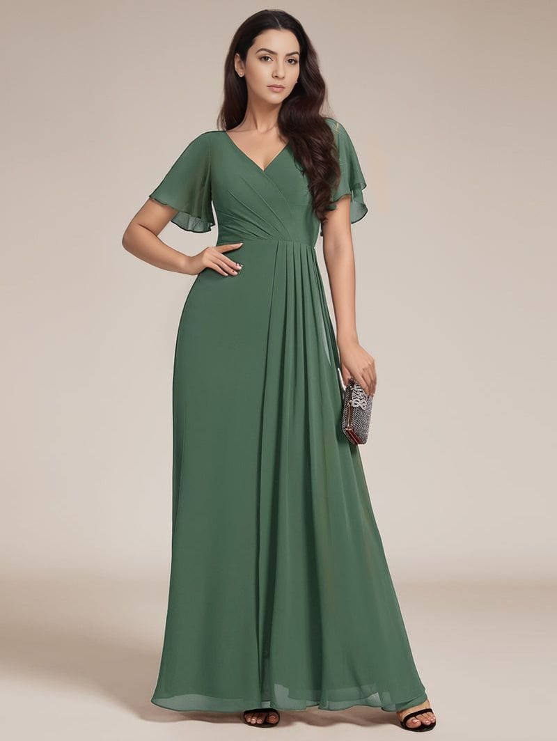 Robe de soirée longue verte avec fente latérale
