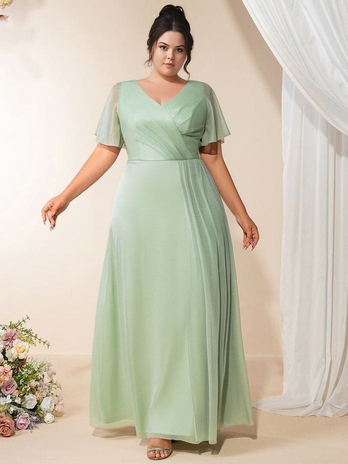 Robe de soirée mariage grande taille verte