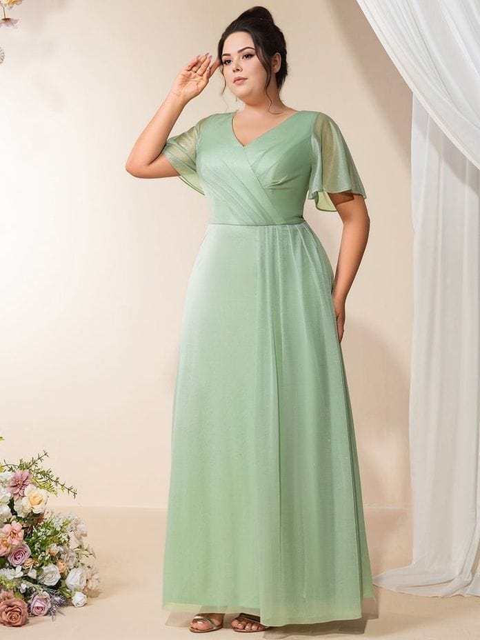 Robe de soirée mariage grande taille verte