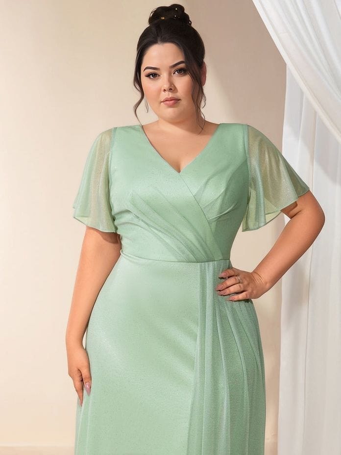 Robe de soirée mariage grande taille verte