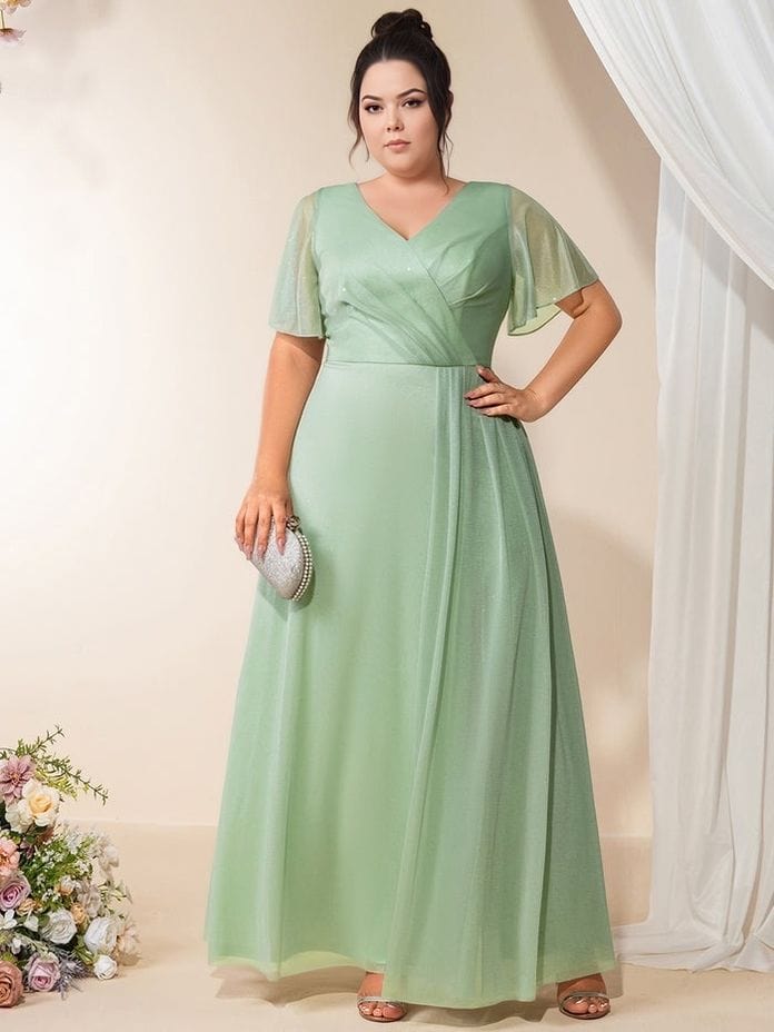 Robe de soirée mariage grande taille verte