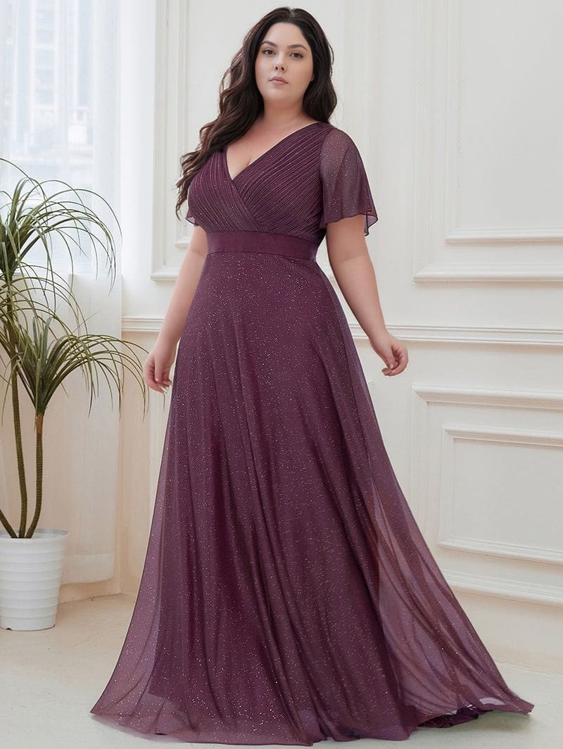 Robe de soirée violette scintillante grande taille
