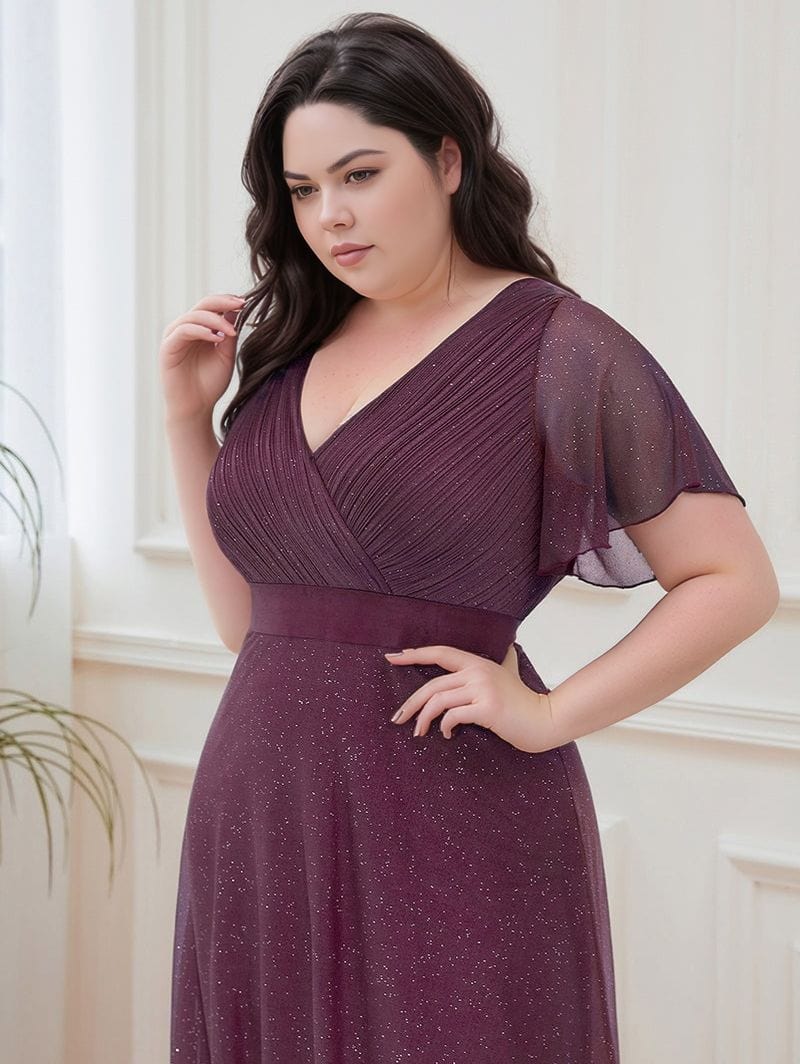 Robe de soirée violette scintillante grande taille