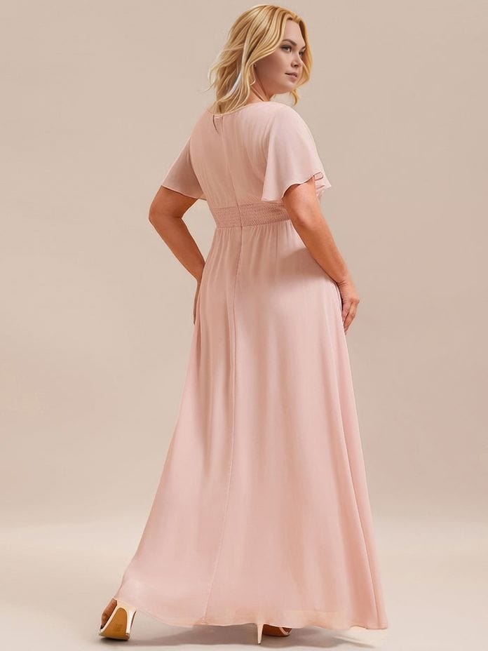 Robe demoiselle d'honneur rose grande taille longue