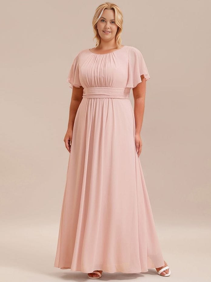 Robe demoiselle d'honneur rose grande taille longue