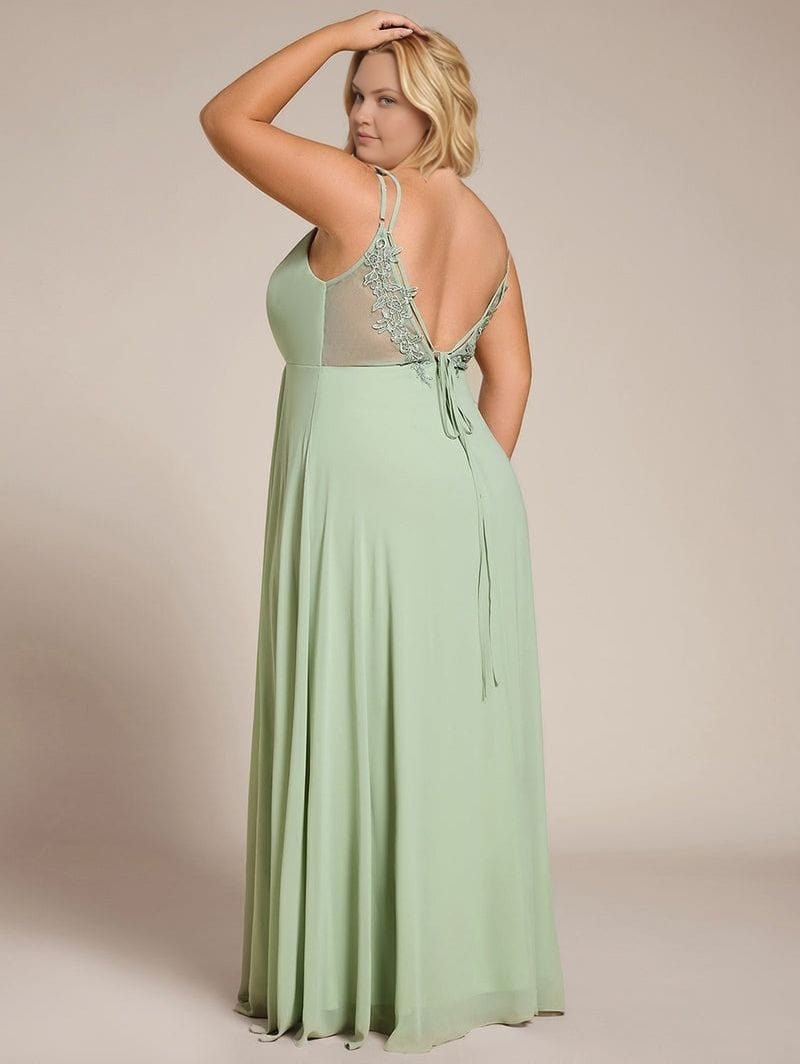 Robe demoiselle d'honneur vert sauge dos nu grande taille
