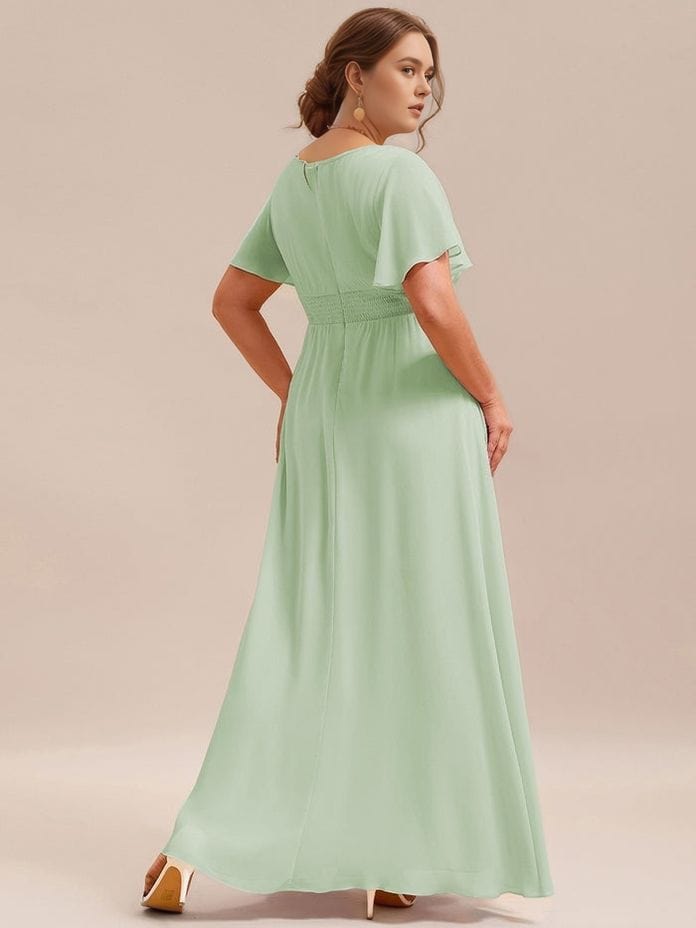 Robe demoiselle d'honneur vert sauge longue fluide grande taille