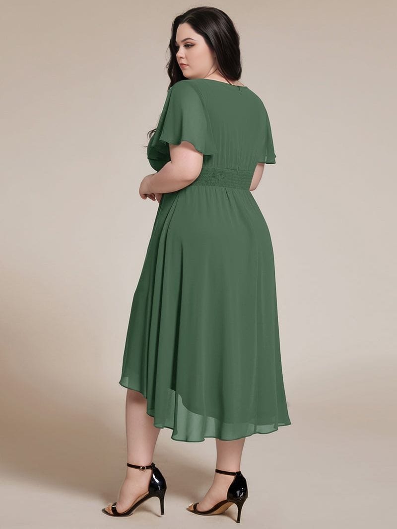 Robe demoiselle d'honneur verte asymétrique plus size