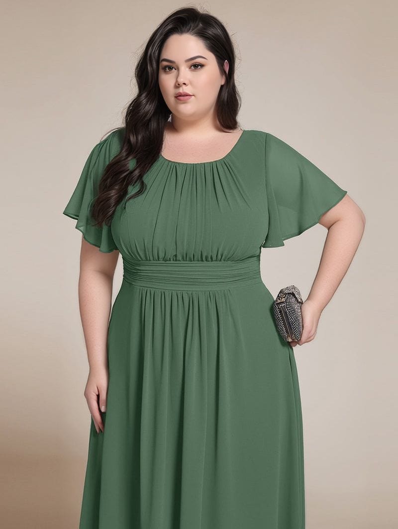 Robe demoiselle d'honneur verte asymétrique plus size