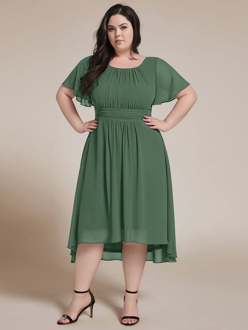 Robe demoiselle d'honneur verte asymétrique plus size