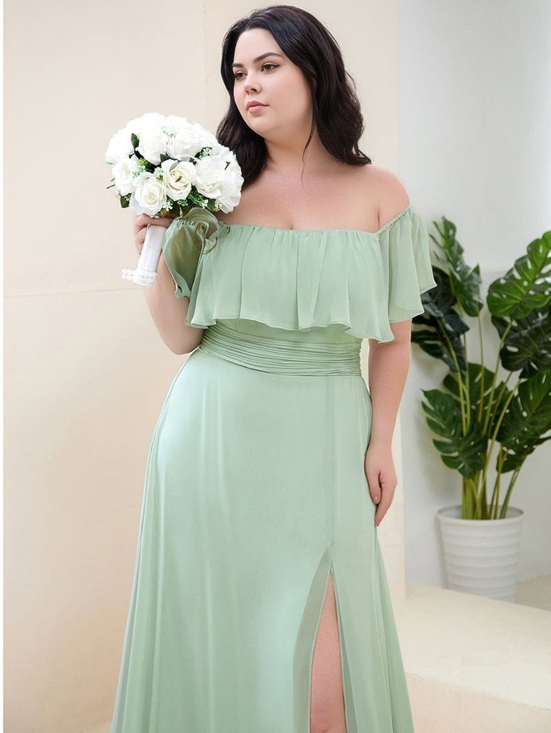 Robe demoiselle d'honneur verte sauge grande taille