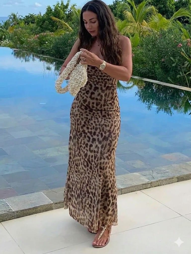 Robe été à imprimé léopard longue