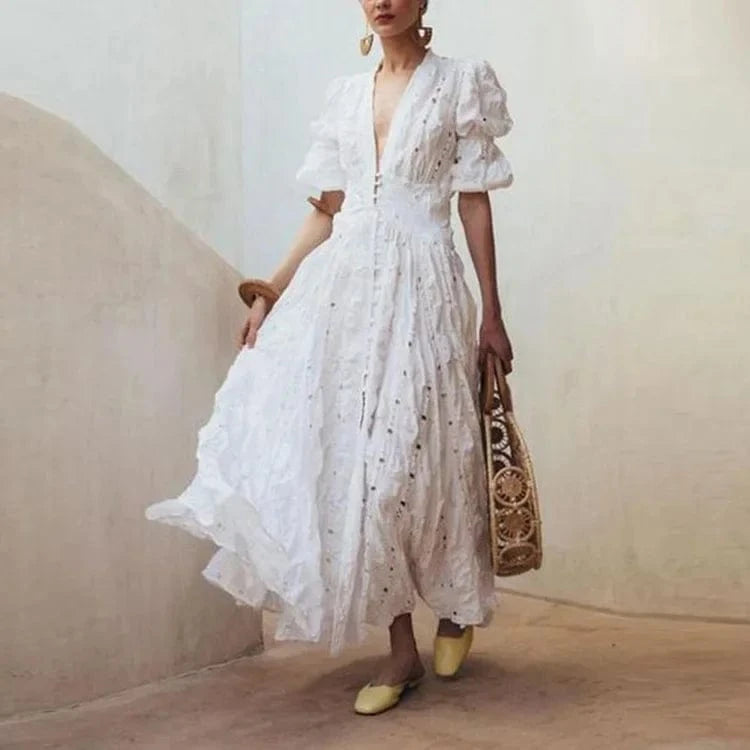 Robe D'été Funky Soul Sans Manches - Taille S, Blanche Fleurie, Neuve Sans étiquette
