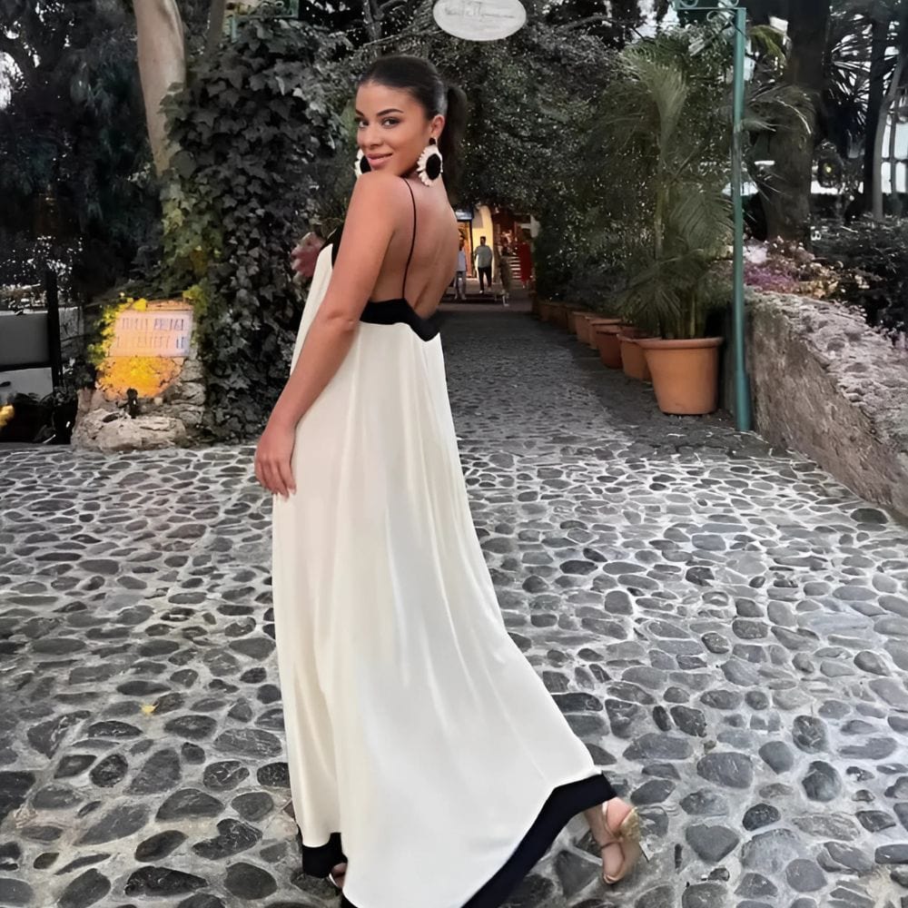 robe été bohème longue dos nu sans manches fluide et légère idéale pour la plage ou un mariage d'été