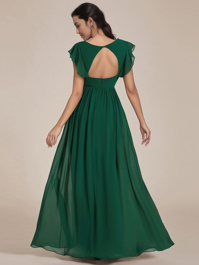 Robe invitée au mariage verte longue fluide