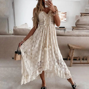 dentelle beige robe dentelle longue boheme